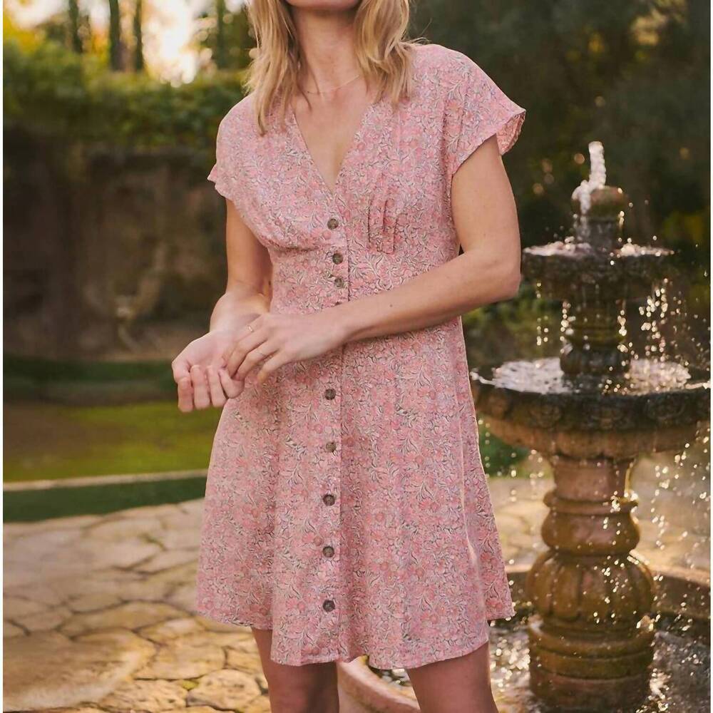 NEW MARINE LAYER camila mini dress in pink floral - Picture 7 of 7